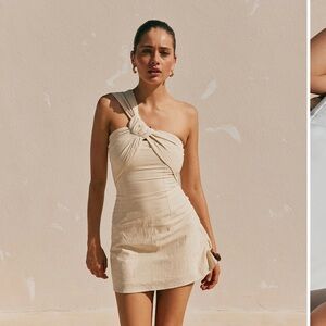 Sabo Skirt Beige One-Shoulder Dress